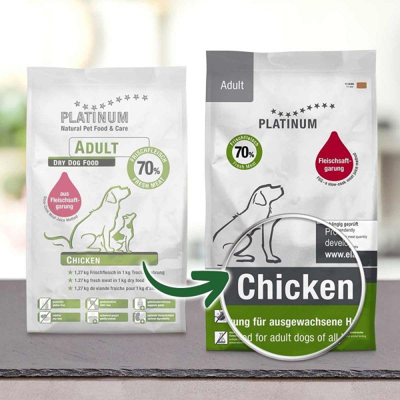 PLATINUM ADULT CHICKEN ΜΑΓΕΙΡΕΥΤΗ ΞΗΡΑ ΤΡΟΦΗ ΣΚΥΛΟΥ ΜΕ ΦΡΕΣΚΟ ΚΡΕΑΣ ΚΟΤΟΠΟΥΛΟΥ ΝΕΑ ΣΥΣΚΕΥΑΣΙΑ