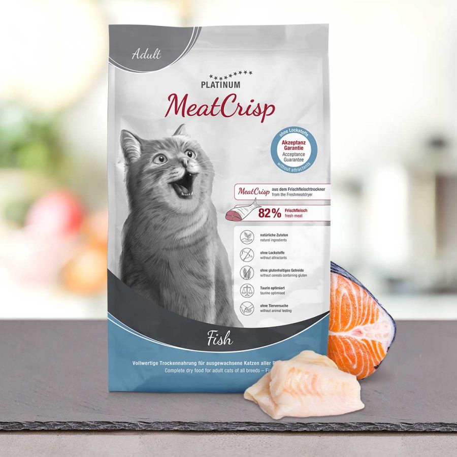 PLATINUM MEATCRISP ADULT FISH ΑΠΟΞΗΡΑΜΕΝΗ ΞΗΡΑ ΤΡΟΦΗ ΓΑΤΑΣ ΜΕ ΦΡΕΣΚΟ ΚΡΕΑΣ ΨΑΡΙΩΝ 3KG PLATINUM